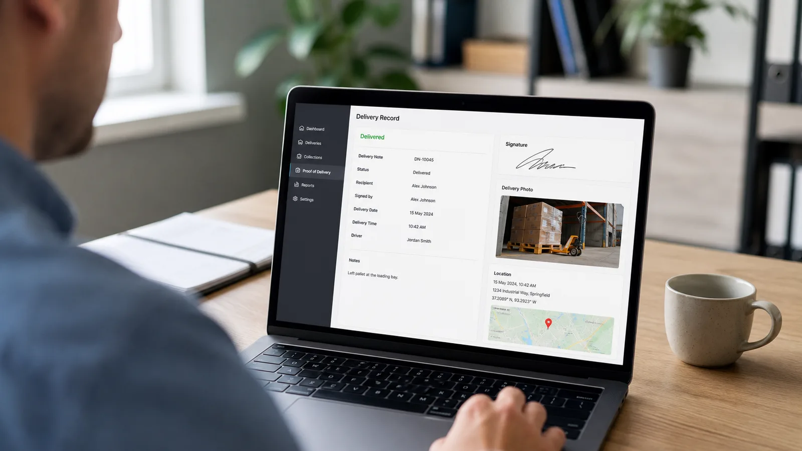 Digital delivery records with customer access and proof history.